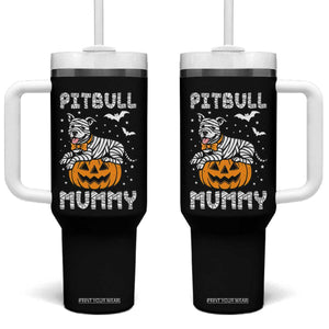 Halloween Dog Lover Tumbler With Handle Funny Pitbull Mummy TS12 One Size: 40 oz Black Print Your Wear