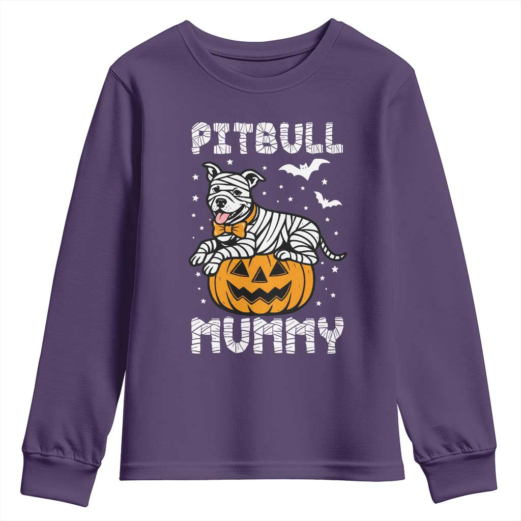 Halloween Dog Lover Youth Sweatshirt Funny Pitbull Mummy TS12 Purple Print Your Wear
