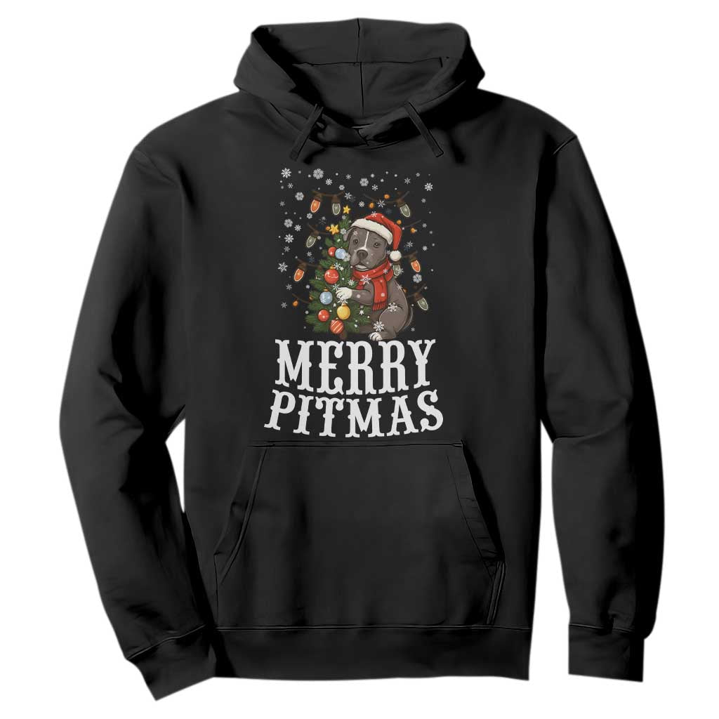 Christmas Pitbull Hoodie Funny Merry Pitmas Tree Hug TS12 Black Print Your Wear