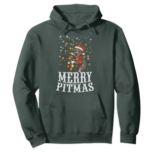 Christmas Pitbull Hoodie Funny Merry Pitmas Tree Hug TS12 Dark Forest Green Print Your Wear