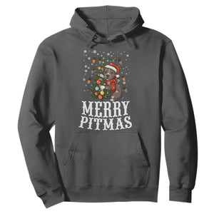 Christmas Pitbull Hoodie Funny Merry Pitmas Tree Hug TS12 Dark Heather Print Your Wear