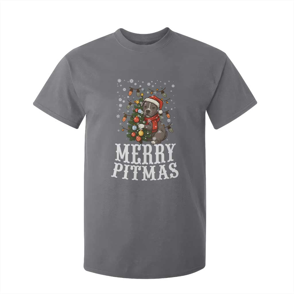 Christmas Pitbull T Shirt For Kid Funny Merry Pitmas Tree Hug TS12 Charcoal Print Your Wear