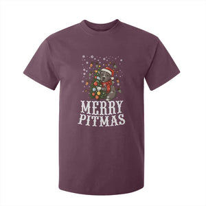 Christmas Pitbull T Shirt For Kid Funny Merry Pitmas Tree Hug TS12 Maroon Print Your Wear