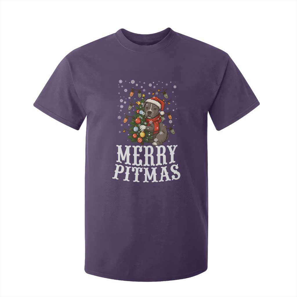 Christmas Pitbull T Shirt For Kid Funny Merry Pitmas Tree Hug TS12 Purple Print Your Wear