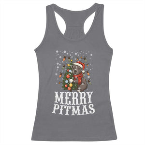 Christmas Pitbull Racerback Tank Top Funny Merry Pitmas Tree Hug TS12 Charcoal Print Your Wear