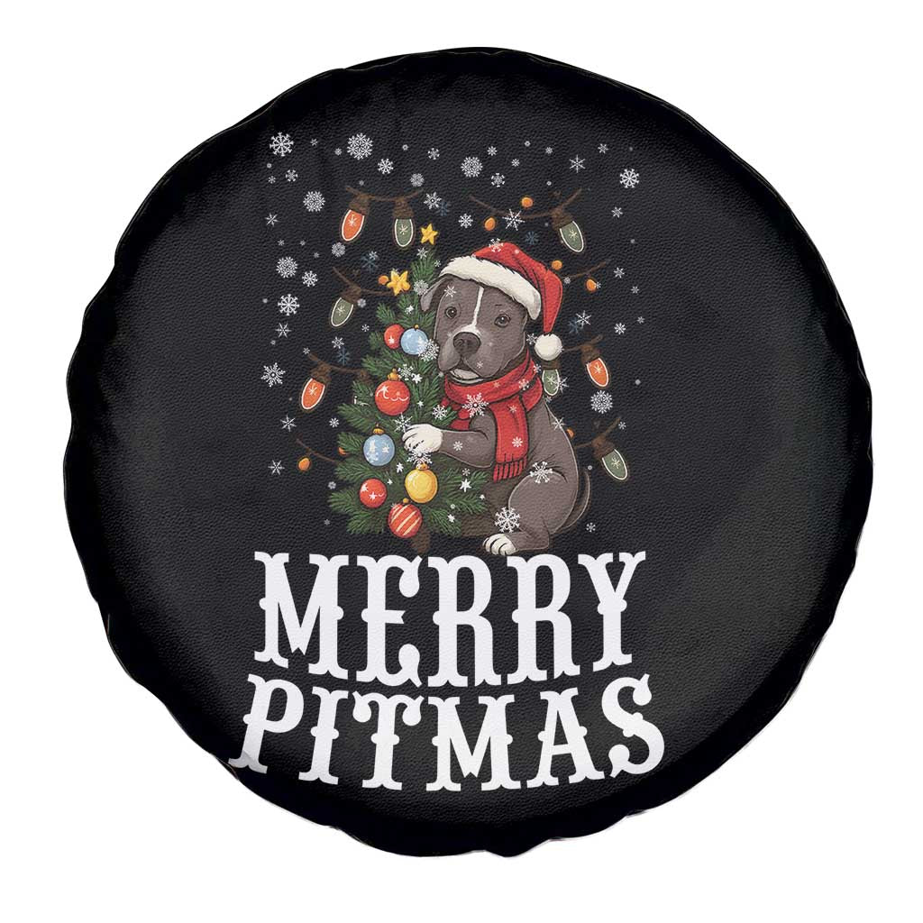 Christmas Pitbull Spare Tire Cover Funny Merry Pitmas Tree Hug TS12 Print Your Wear