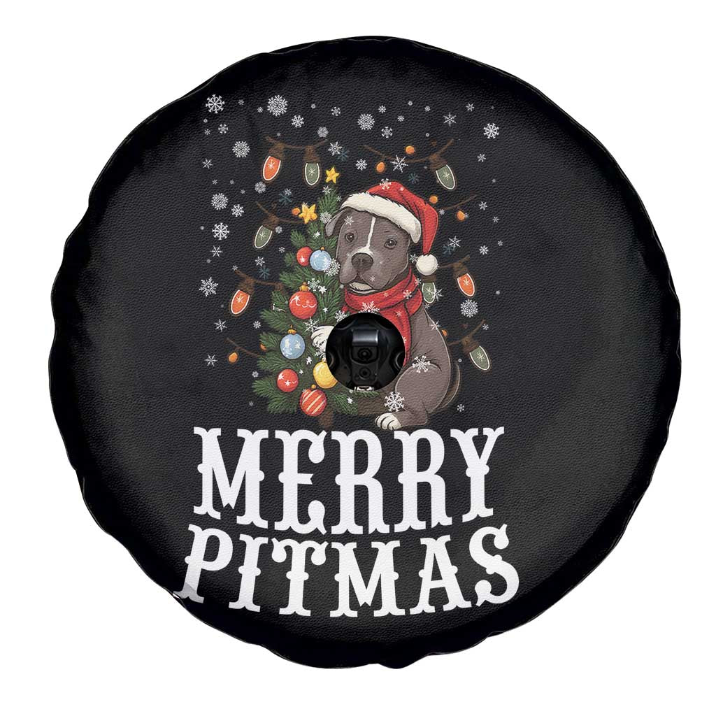 Christmas Pitbull Spare Tire Cover Funny Merry Pitmas Tree Hug TS12 Print Your Wear