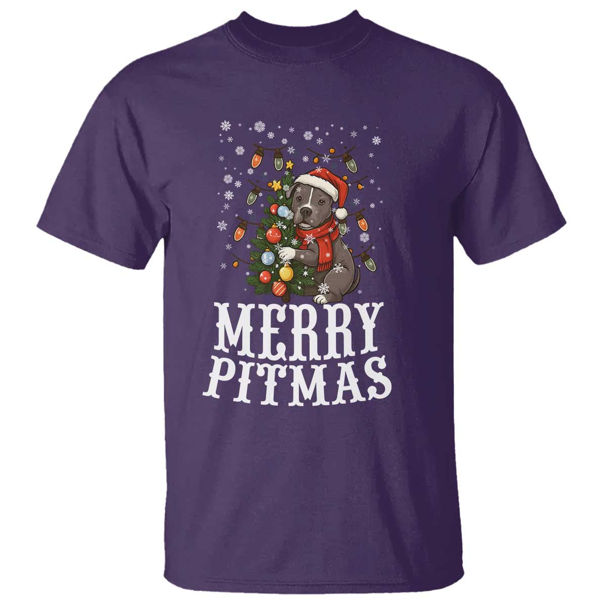 Christmas Pitbull T Shirt Funny Merry Pitmas Tree Hug TS12 Purple Print Your Wear