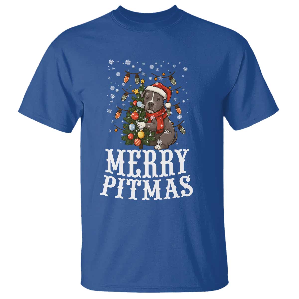 Christmas Pitbull T Shirt Funny Merry Pitmas Tree Hug TS12 Royal Blue Print Your Wear