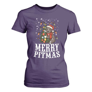 Christmas Pitbull T Shirt For Women Funny Merry Pitmas Tree Hug TS12 Purple Print Your Wear