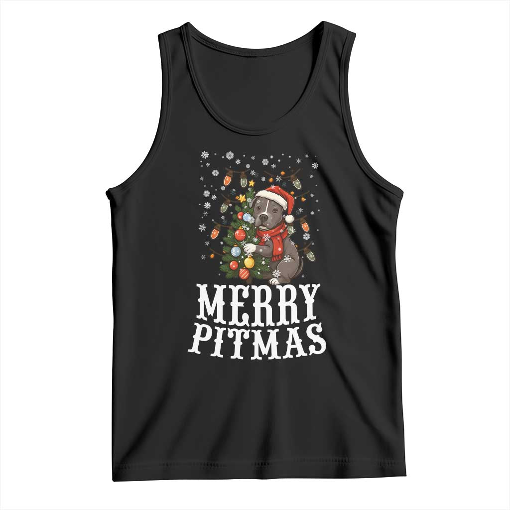 Christmas Pitbull Tank Top Funny Merry Pitmas Tree Hug TS12 Black Print Your Wear