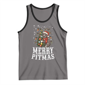 Christmas Pitbull Tank Top Funny Merry Pitmas Tree Hug TS12 Deep Heather Black Print Your Wear