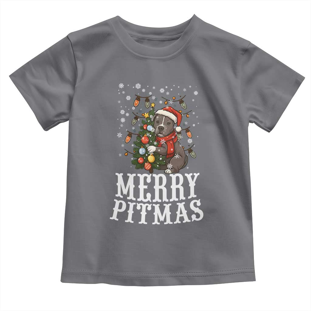 Christmas Pitbull Toddler T Shirt Funny Merry Pitmas Tree Hug TS12 Charcoal Print Your Wear