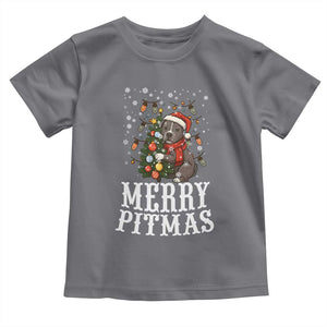 Christmas Pitbull Toddler T Shirt Funny Merry Pitmas Tree Hug TS12 Charcoal Print Your Wear