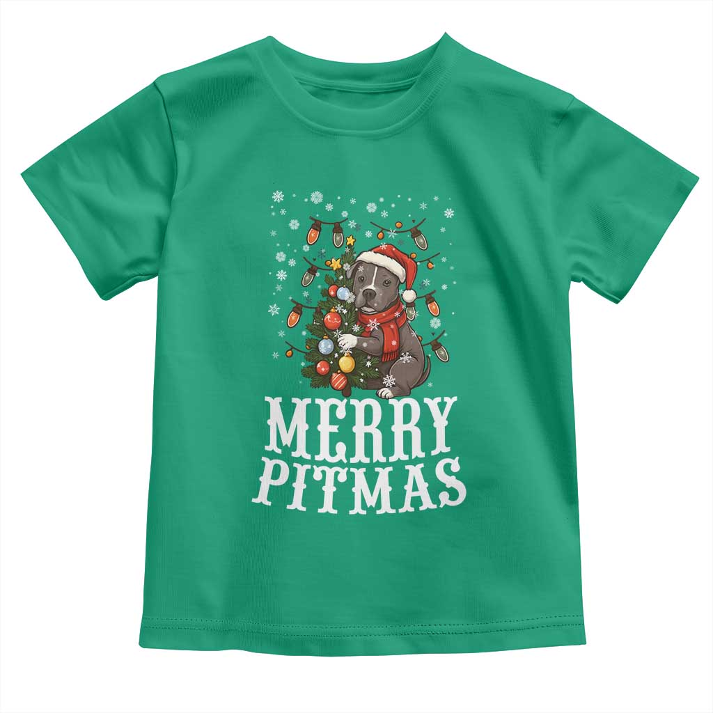 Christmas Pitbull Toddler T Shirt Funny Merry Pitmas Tree Hug TS12 Irish Green Print Your Wear