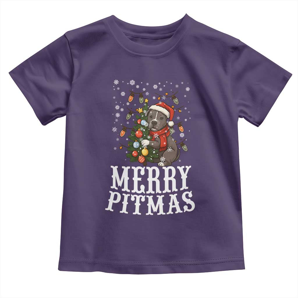 Christmas Pitbull Toddler T Shirt Funny Merry Pitmas Tree Hug TS12 Purple Print Your Wear