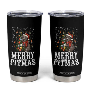 Christmas Pitbull Tumbler Cup Funny Merry Pitmas Tree Hug TS12 Black Print Your Wear