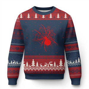 Red Black Widow Spider Ugly Christmas Sweater Gothic Spider Web Vintage Horror Gift