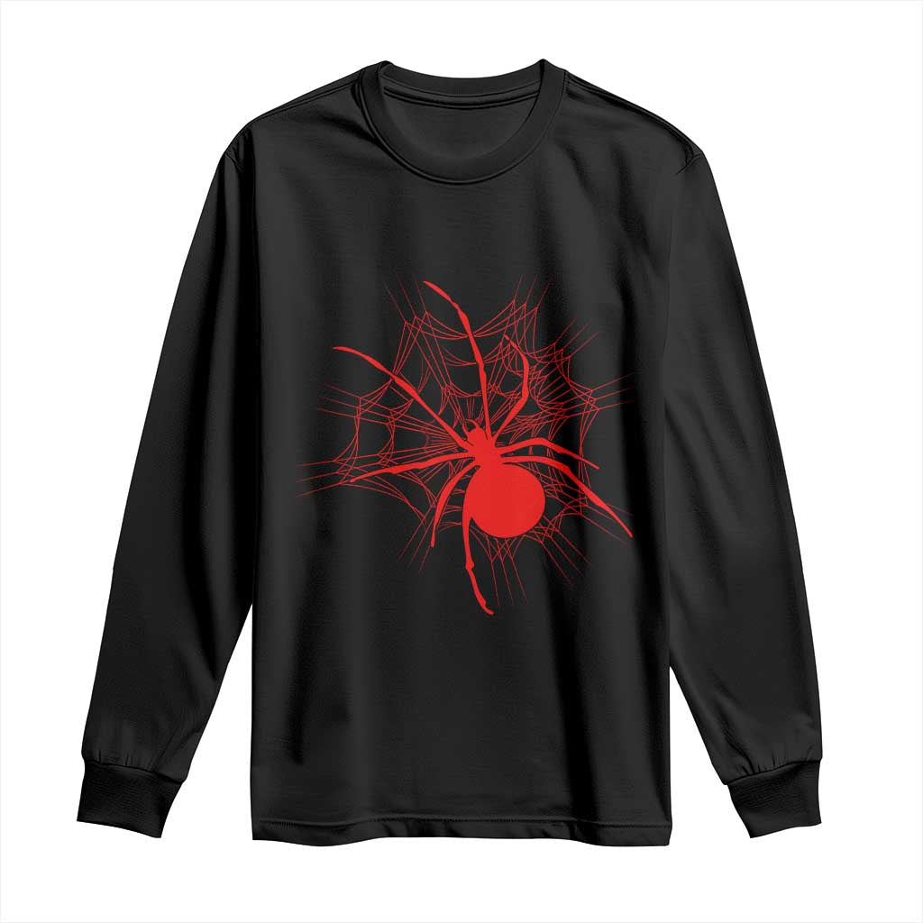 Red Black Widow Spider Long Sleeve Shirt Gothic Spider Web Vintage Horror Gift