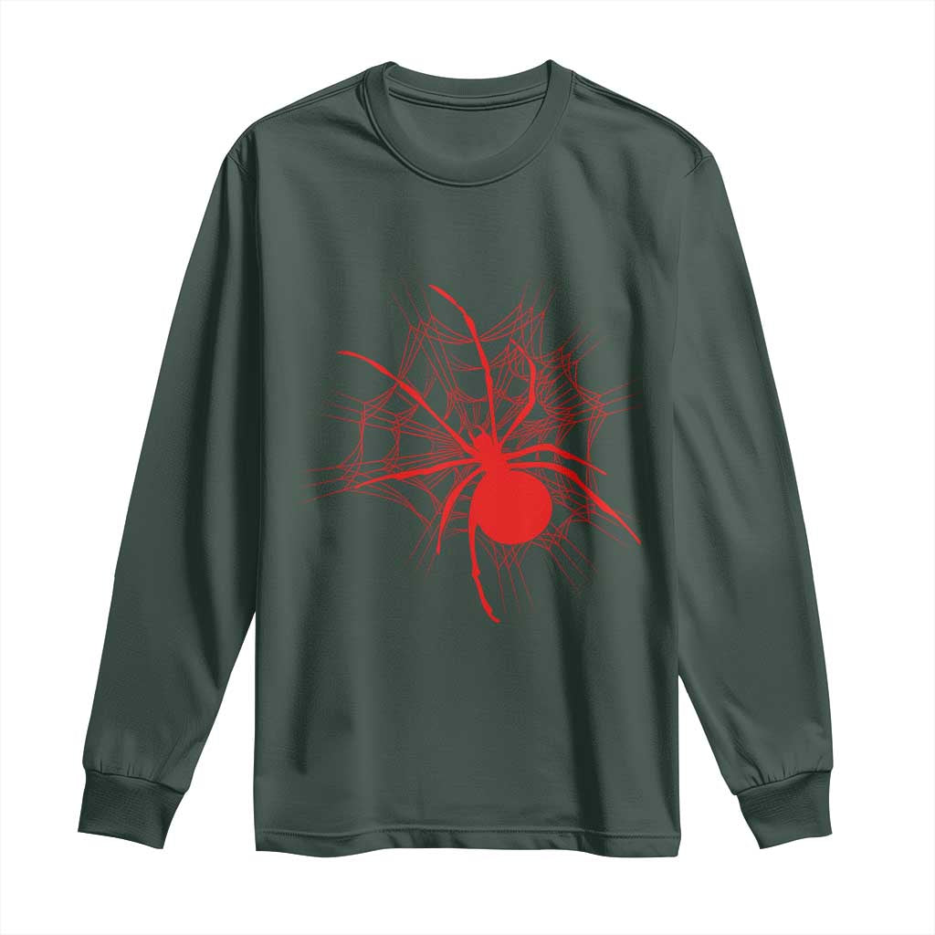 Red Black Widow Spider Long Sleeve Shirt Gothic Spider Web Vintage Horror Gift