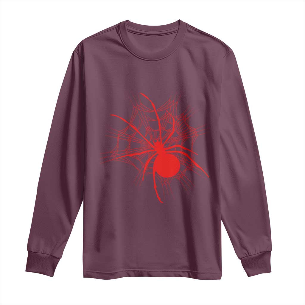 Red Black Widow Spider Long Sleeve Shirt Gothic Spider Web Vintage Horror Gift