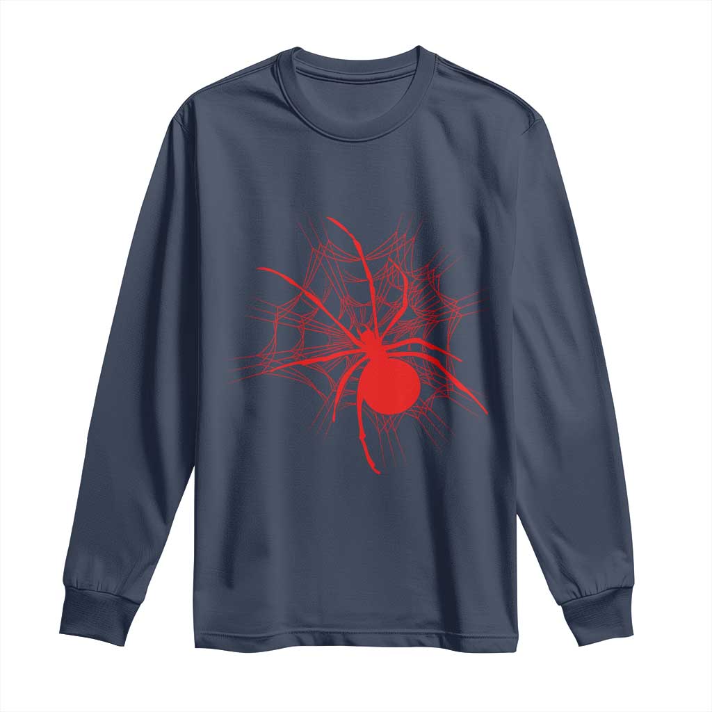 Red Black Widow Spider Long Sleeve Shirt Gothic Spider Web Vintage Horror Gift