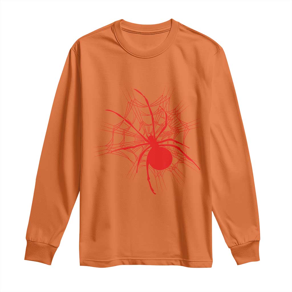 Red Black Widow Spider Long Sleeve Shirt Gothic Spider Web Vintage Horror Gift