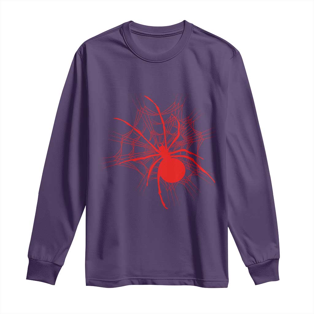 Red Black Widow Spider Long Sleeve Shirt Gothic Spider Web Vintage Horror Gift