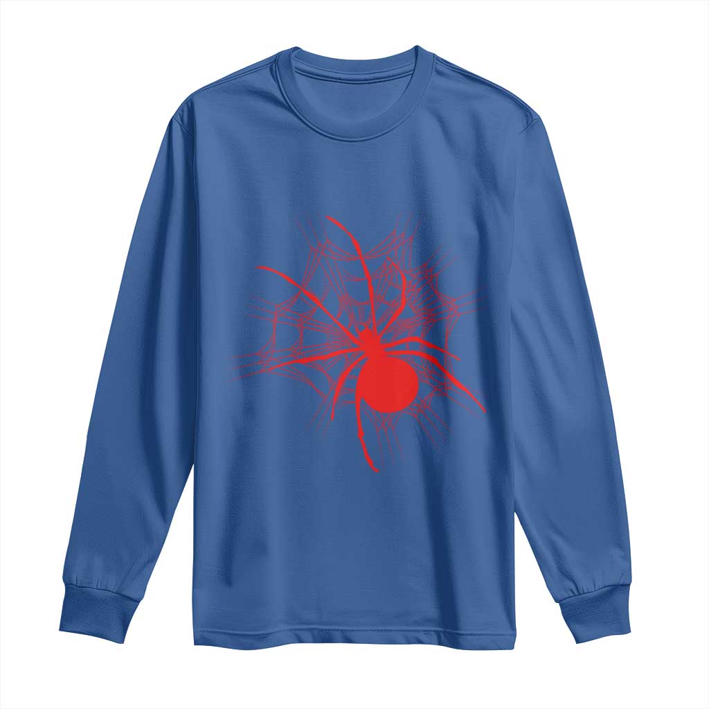 Red Black Widow Spider Long Sleeve Shirt Gothic Spider Web Vintage Horror Gift
