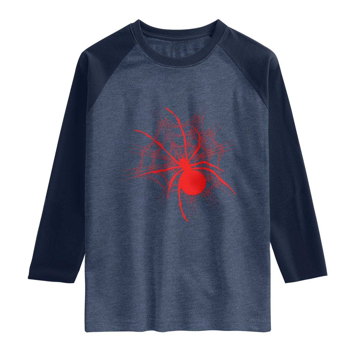 Red Black Widow Spider Raglan Shirt Gothic Spider Web Vintage Horror Gift