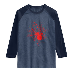 Red Black Widow Spider Raglan Shirt Gothic Spider Web Vintage Horror Gift
