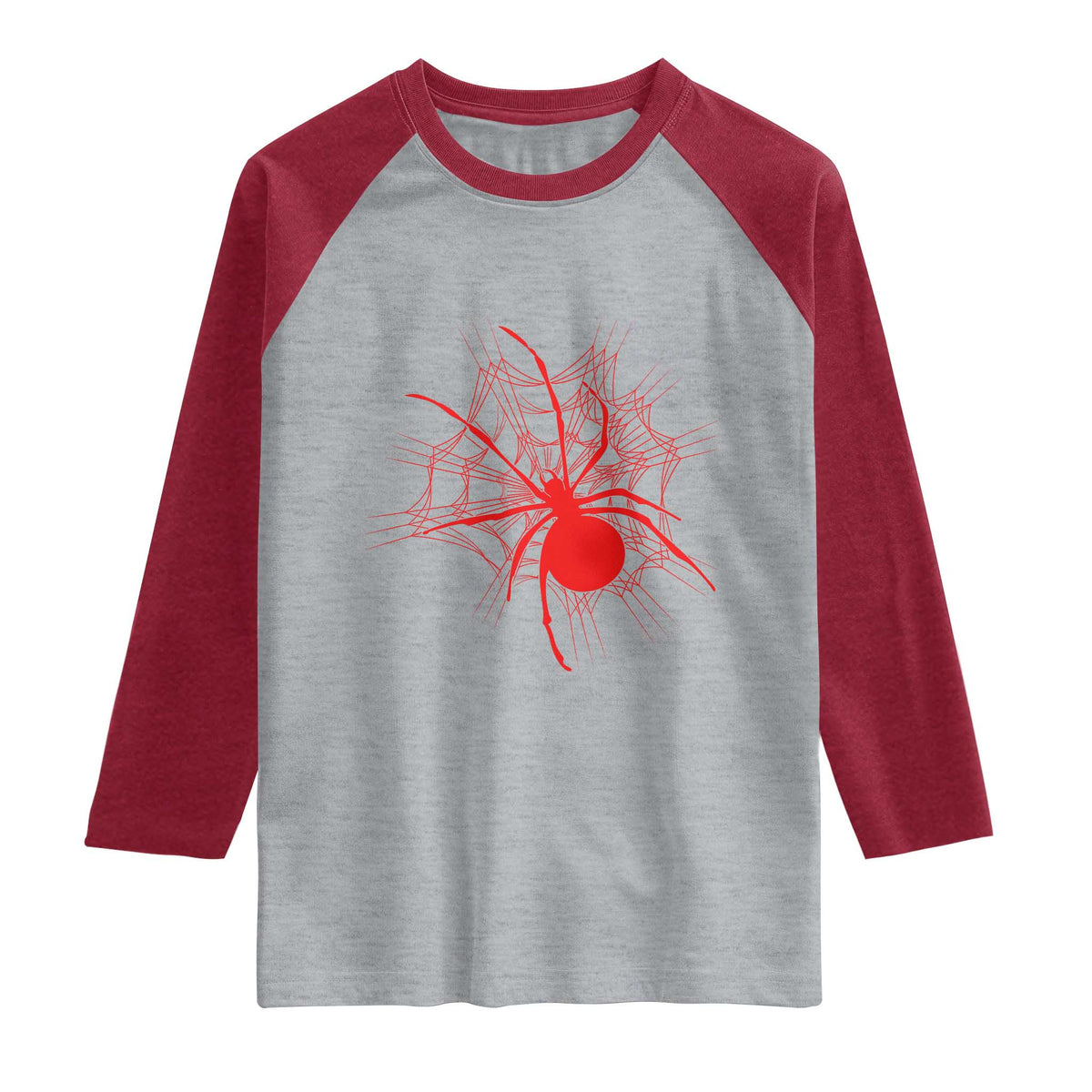 Red Black Widow Spider Raglan Shirt Gothic Spider Web Vintage Horror Gift