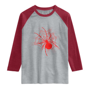 Red Black Widow Spider Raglan Shirt Gothic Spider Web Vintage Horror Gift