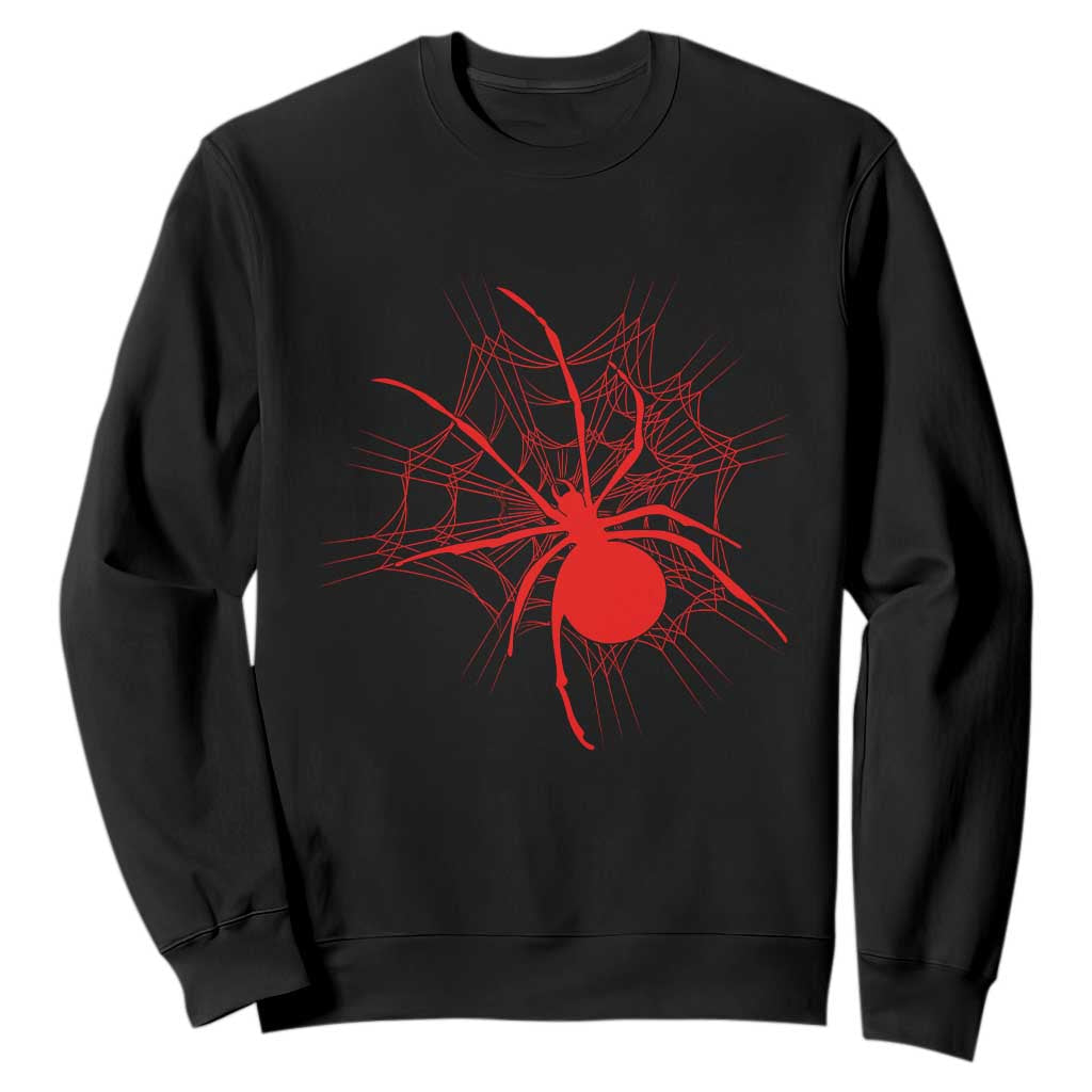 Red Black Widow Spider Sweatshirt Gothic Spider Web Vintage Horror Gift TS12 Black Print Your Wear