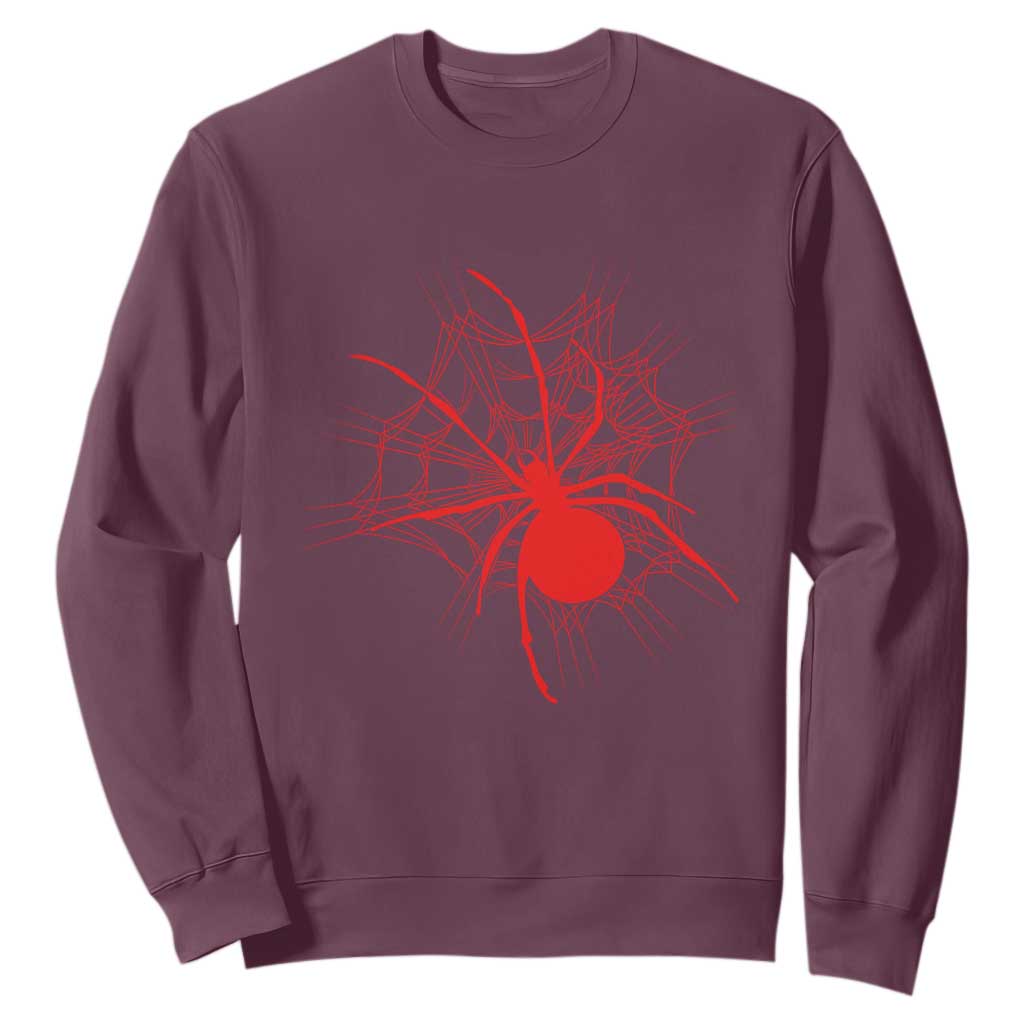 Red Black Widow Spider Sweatshirt Gothic Spider Web Vintage Horror Gift