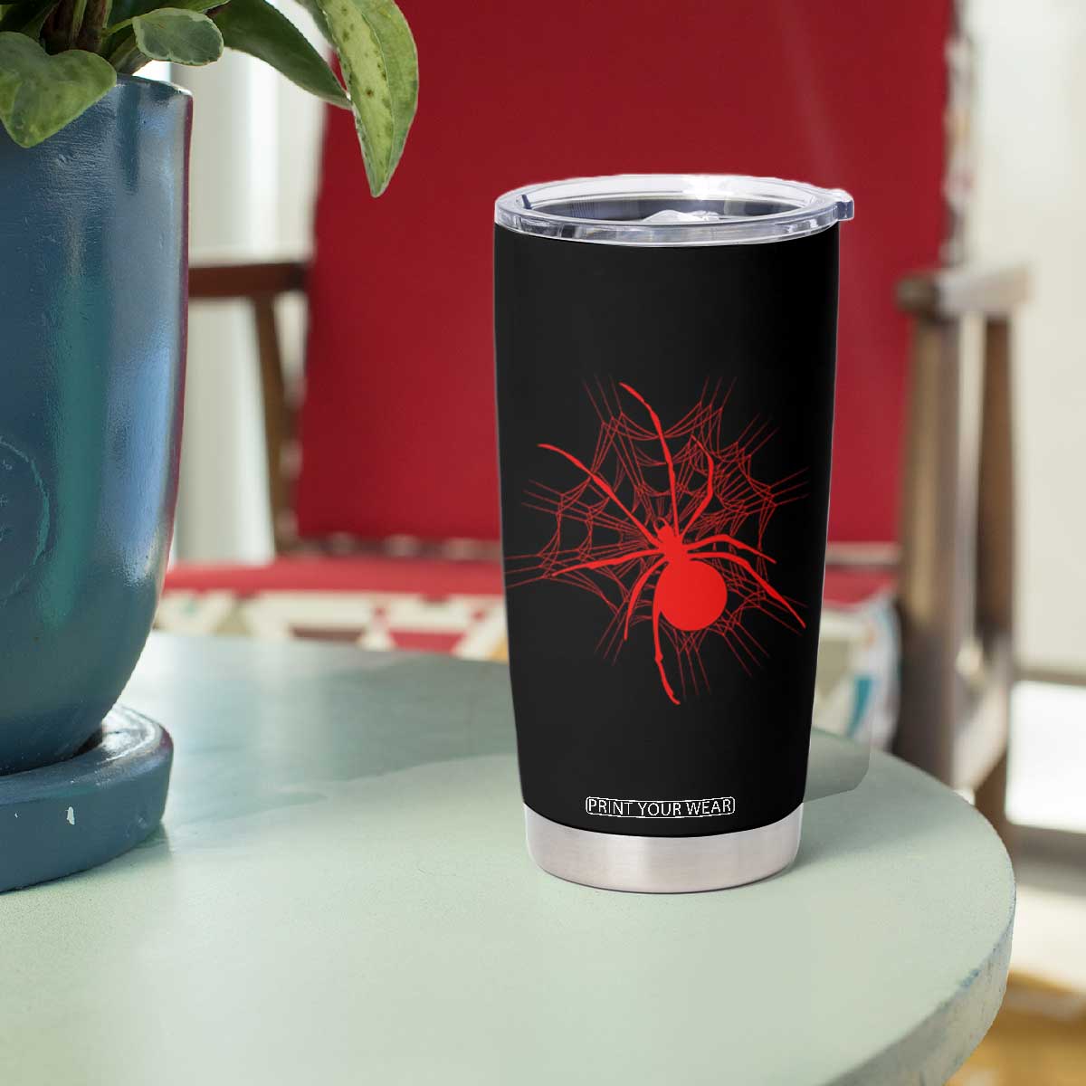 Red Black Widow Spider Tumbler Cup Gothic Spider Web Vintage Horror Gift TS12 Print Your Wear