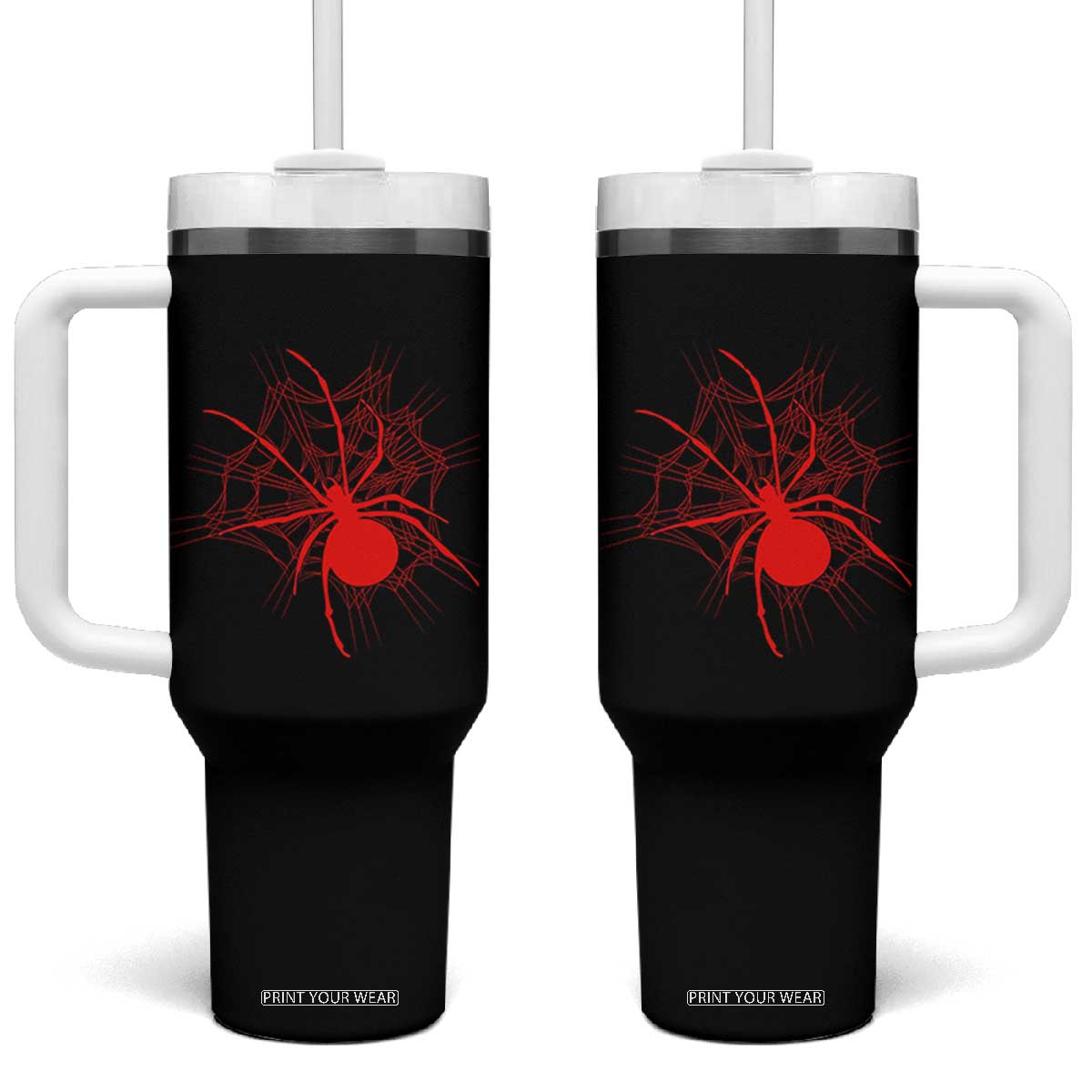 Red Black Widow Spider Tumbler With Handle Gothic Spider Web Vintage Horror Gift TS12 One Size: 40 oz Black Print Your Wear