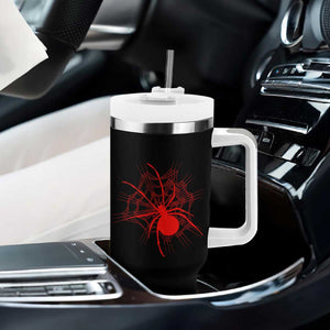 Red Black Widow Spider Tumbler With Handle Gothic Spider Web Vintage Horror Gift TS12 Print Your Wear