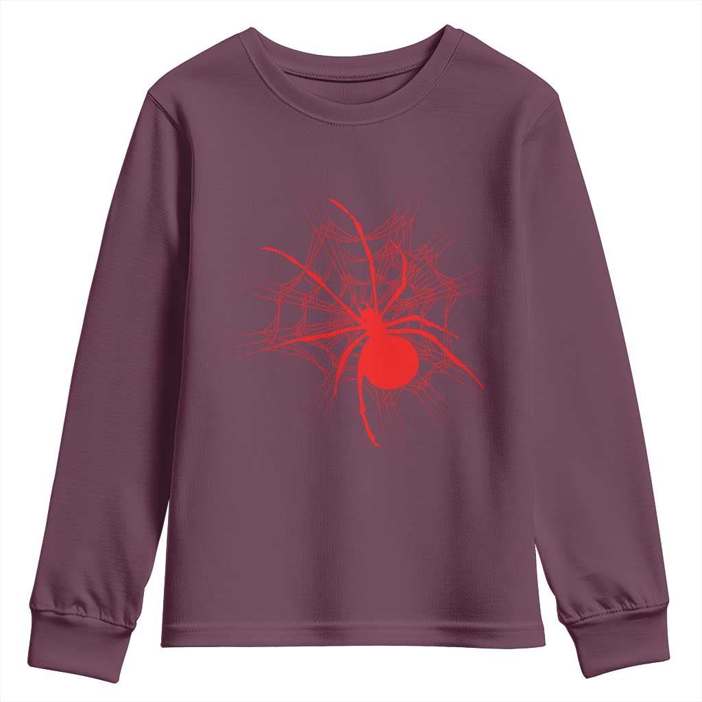 Red Black Widow Spider Youth Sweatshirt Gothic Spider Web Vintage Horror Gift