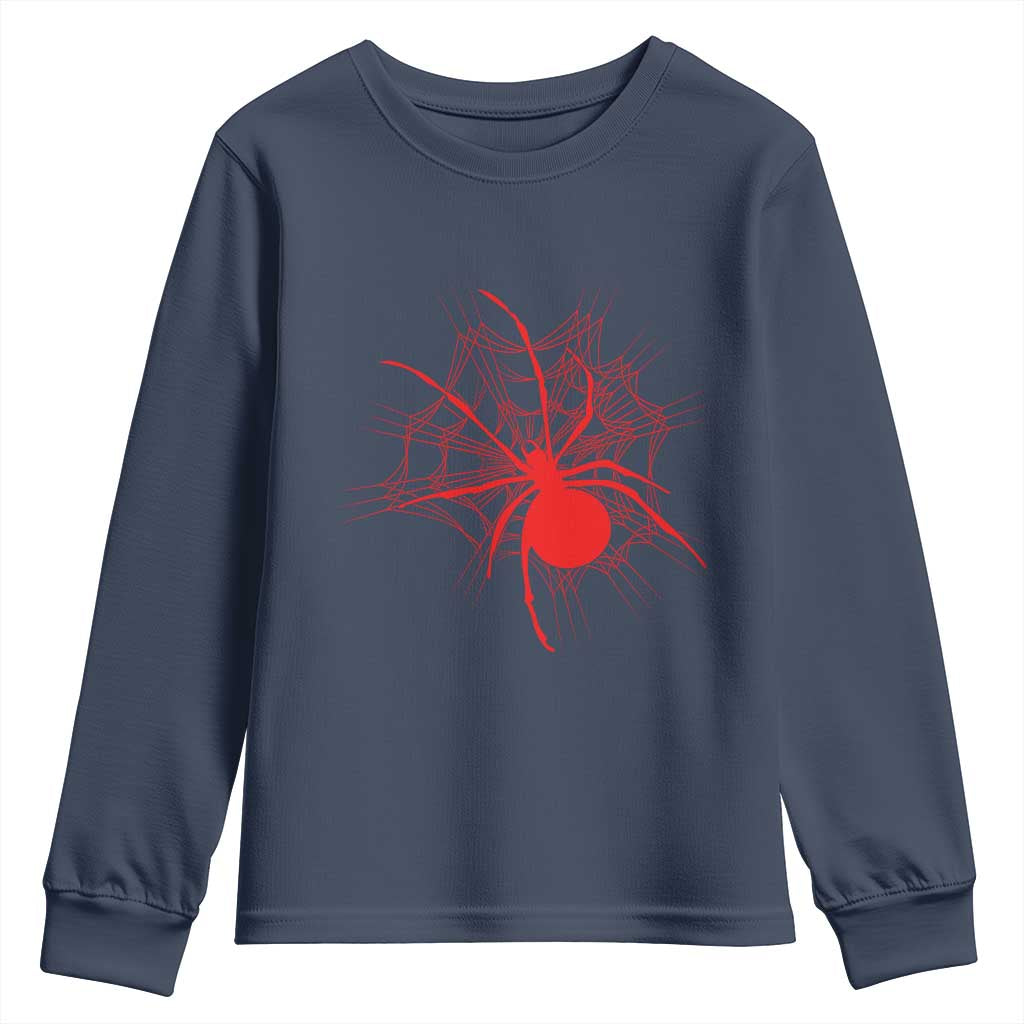 Red Black Widow Spider Youth Sweatshirt Gothic Spider Web Vintage Horror Gift