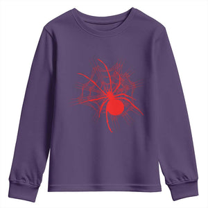 Red Black Widow Spider Youth Sweatshirt Gothic Spider Web Vintage Horror Gift