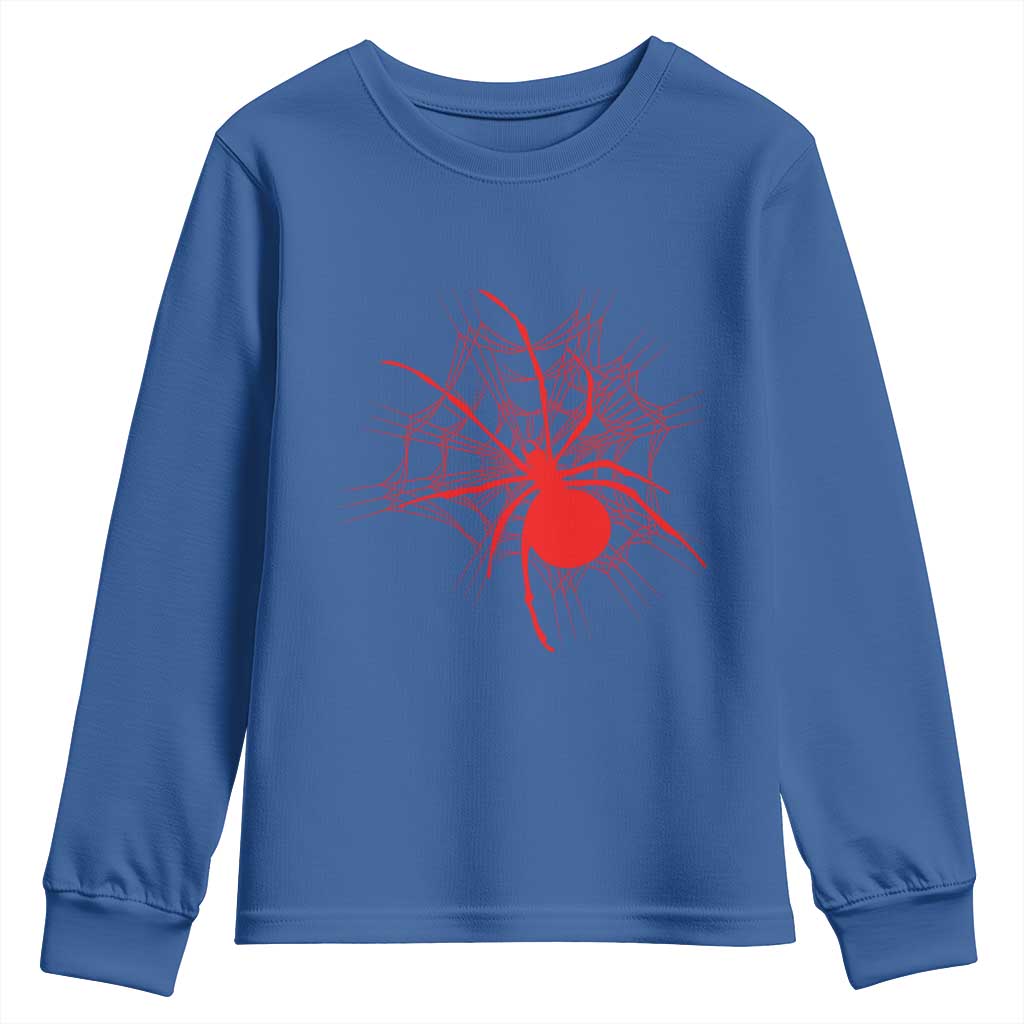 Red Black Widow Spider Youth Sweatshirt Gothic Spider Web Vintage Horror Gift
