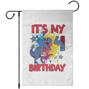 Dino Spider Its My 4th Birthday Garden Flag Dinosaur Gift For Boys