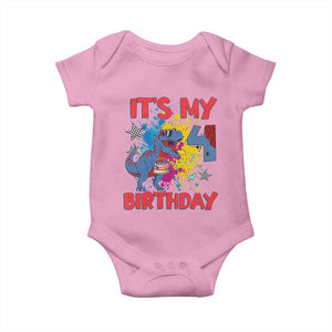 Dino Spider Its My 4th Birthday Baby Onesie Dinosaur Gift For Boys