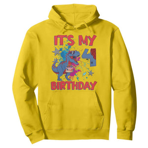 Dino Spider Its My 4th Birthday Hoodie Dinosaur Gift For Boys