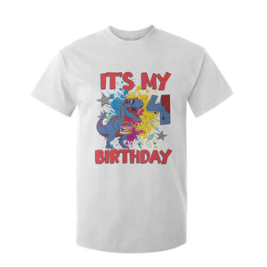 Dino Spider Its My 4th Birthday T Shirt For Kid Dinosaur Gift For Boys