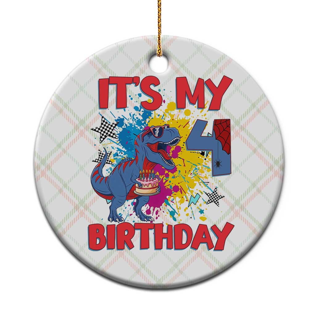 Dino Spider Its My 4th Birthday Ceramic Ornament Dinosaur Gift For Boys