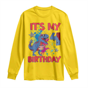 Dino Spider Its My 4th Birthday Long Sleeve Shirt Dinosaur Gift For Boys