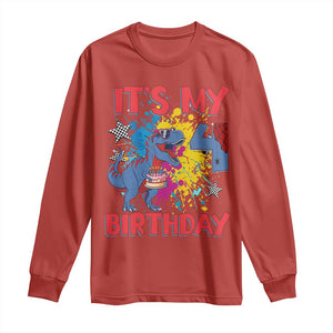 Dino Spider Its My 4th Birthday Long Sleeve Shirt Dinosaur Gift For Boys