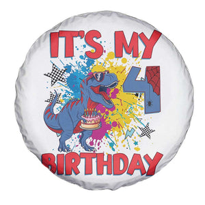 Dino Spider Its My 4th Birthday Spare Tire Cover Dinosaur Gift For Boys TS12 Print Your Wear